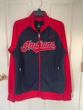 Nike Red & Navy Cleveland Indians Track Jacket